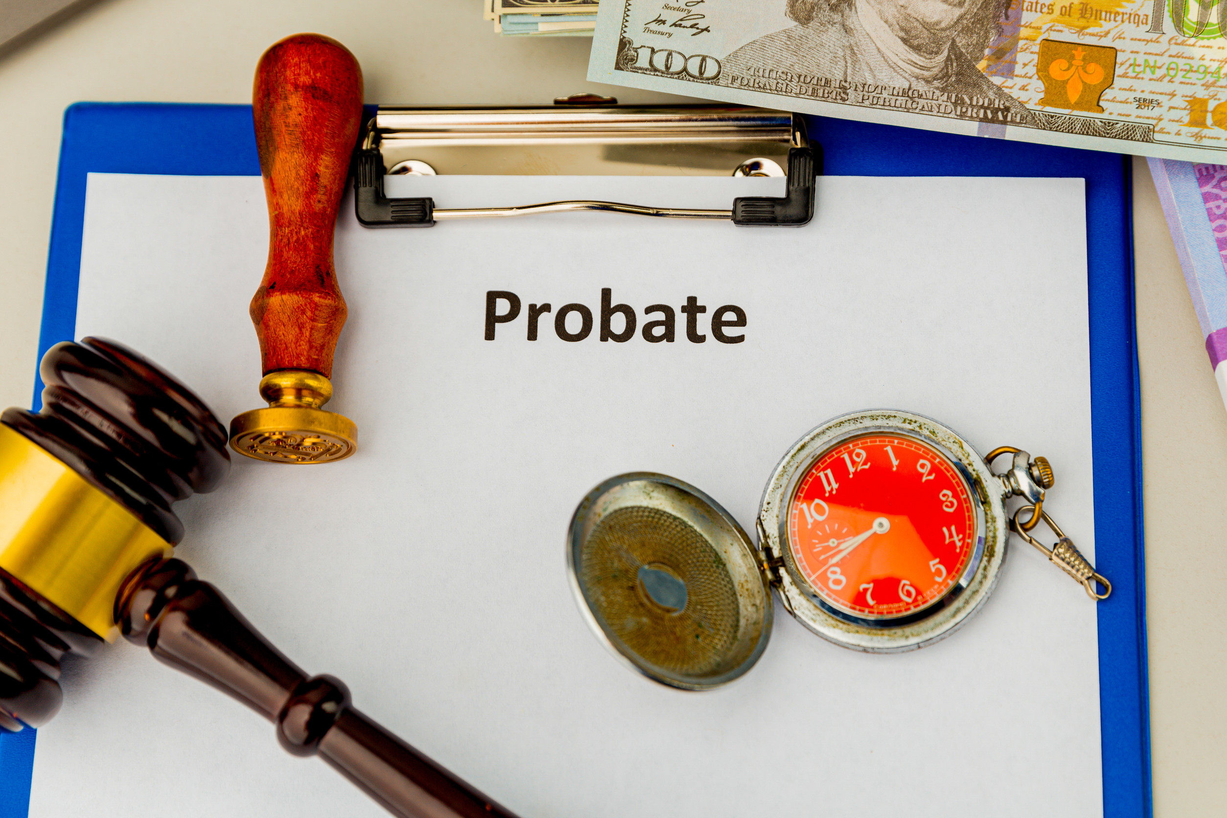 Probate text written on a diary . Testament and last will.